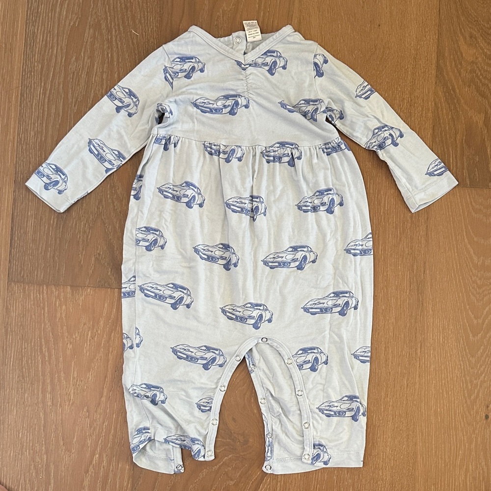 Kate Quinn Light Blue Car Print Onesie